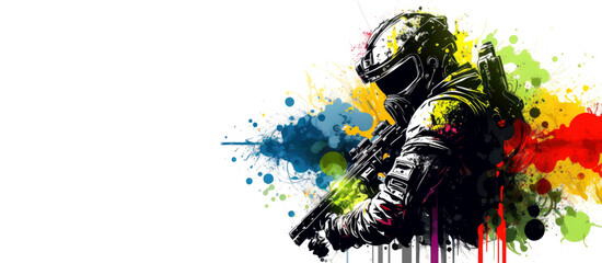Obraz premium Paintball banner with white background. Generative AI