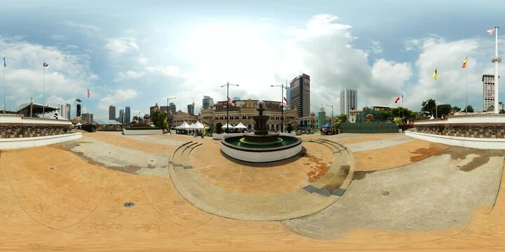 Historic city centre in Kuala Lumpur -Sep 6th, 2022. Sultan Abdul Samad building Merdeka Square. VR 360.