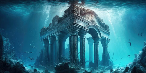 The sunken mystical city of Atlantis. Generative AI
