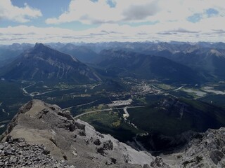View towards Banff Townsite at summit of Cascade Mountain