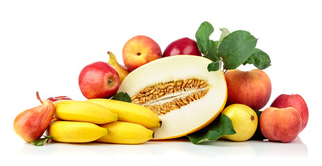 Fresh fruits isolated on a white background.