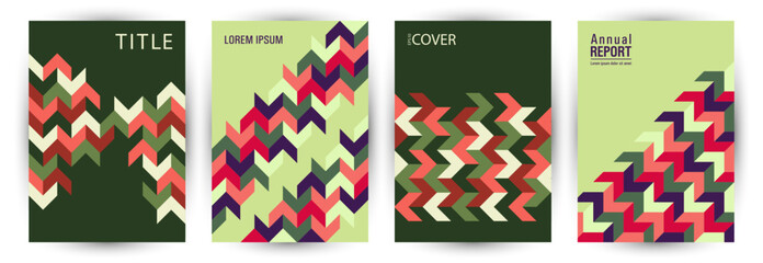 Corporate booklet cover layout set graphic design. Modernism style material poster layout set