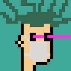 Fototapeta premium Retro Pixelated Man with generative AI