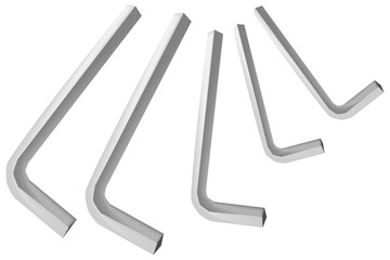 Obraz premium Auto Service and Repair Tools Kits Icons of Hex Keys, Hex Wrench, Allen Key or Allen Wrench. 