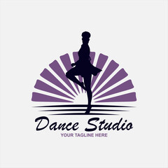 ballet dance illustration logo on white background