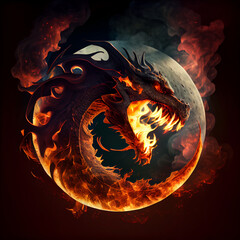 Dragon fire, dragon animal, dragon mythology, generative ai