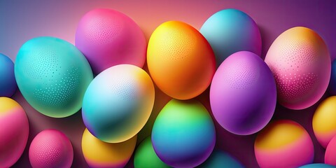 Easter eggs banner texture. Postcard illustration and colorful wallpaper. Generative AI.