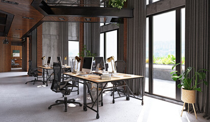 Fototapeta na wymiar Loft style modern office