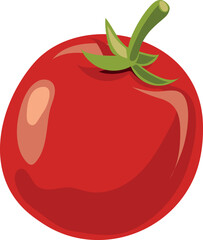 Red tomato icon. Ripe juicy raw vegetable