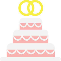 Wedding cake color icon. Couple love celebration