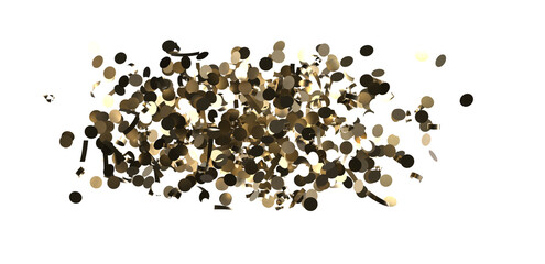 Glittering golden confetti png. Glittering golden confetti falls from above on transparent background. Celebrate festivals.