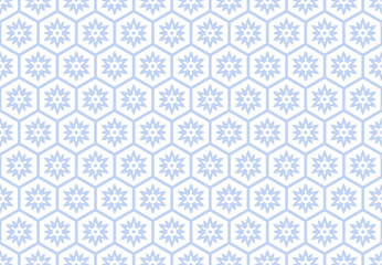 Abstract Seamless Blue Geometric Floral Pattern. Honeycomb Structure.