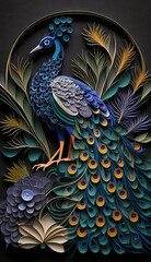 Naklejka premium Peafowl Paper Quilling