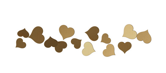 realistic isolated heart confetti on the transparent background for decoration and covering. Concept of Happy Valentine's Day, wedding and anniversary