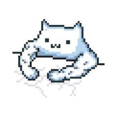 Fototapeta premium Muscle cat, pixel art meme