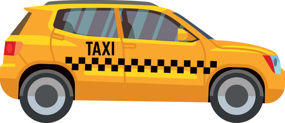 Yellow taxi car side view. Urban hatchback auto