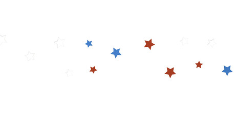 Festive background with confetti in the shape of stars in the color of the American flag.