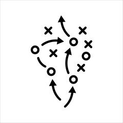 soccer tactics icon, game success strategy in football, scheme play, vector illustration on white background.