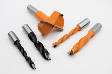Woodworking  router bit. Rotating cutting tool. Professional cutting tools used for...