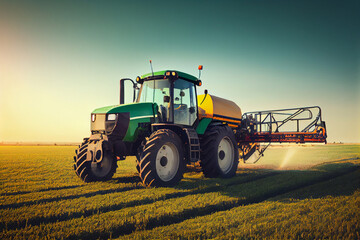 Obraz premium Moderner Traktor in Aktion: Effiziente Landwirtschaft auf dem Feld - Generative Ai