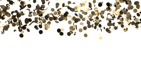 Glittering golden confetti png. Glittering golden confetti falls from above on transparent background. Celebrate festivals.