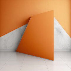 Abstract modern background, muted orange trapezoid with intricate angles constructed from quartzite AI generation.