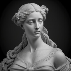 Ancient statue woman head. Plaster sculpture lady face - AI generative