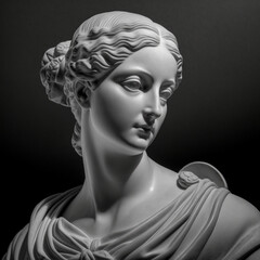 Ancient statue woman head. Plaster sculpture lady face - AI generative