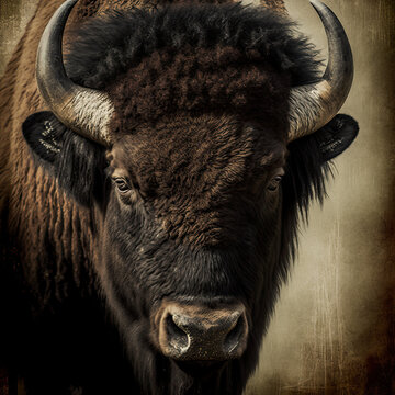 a bison portrait - generative ai