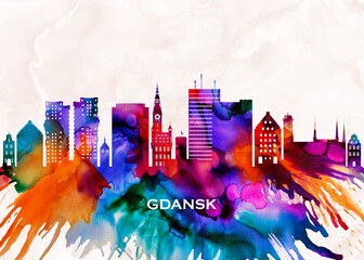 Gdansk Skyline - obrazy, fototapety, plakaty
