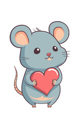 Cute Mouse Holding a Heart