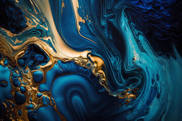 Blue liquid marble abstract surfaces design, abstract colorful background, wallpaper.
