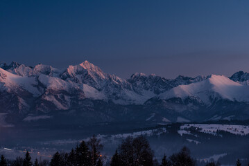 view of the Tatras during the blue hour - obrazy, fototapety, plakaty