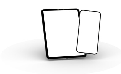 Obraz na płótnie Canvas Black tablet computer with blank screen, isolated on white background