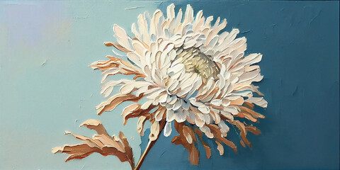 Illustration Painting of White Flowers with Palette Knife Look. Generative ai