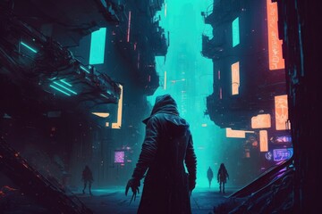An illustration of a cyberpunk abstract background. Generation AI