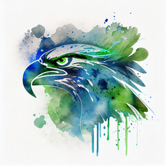 Vector Illustration of Hawk in Green and Blue.generative ai