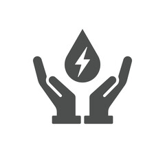 Save energy in hand solid icon. Ecology concept illustration isolated on white background. Vector illustration - Vector
