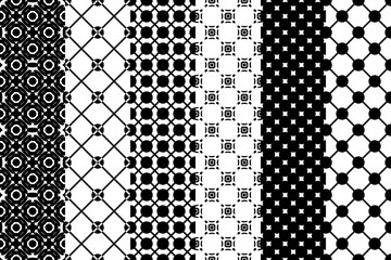 Black set of pattern in modern style on white background. Seamless vector pattern. Futuristic design. 
