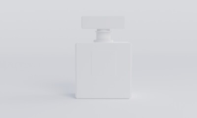 White blank rectangular perfume jar template on white background. 3d rendering