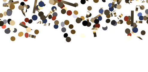 Glittering confetti on a transparent background. Holiday, birthday and Christmas decoration