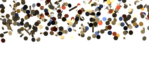 Glittering golden confetti png. Glittering golden confetti falls from above on transparent background. Celebrate festivals.