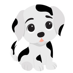 puppy cartoon with big eyes on a white background, vector
