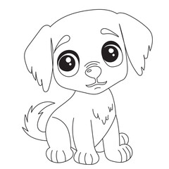 puppy character coloring book isolated, vector
