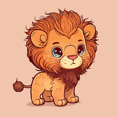 Cute baby lion cartoon vector illustration