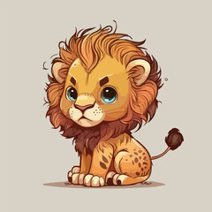 Cute baby lion cartoon vector illustration