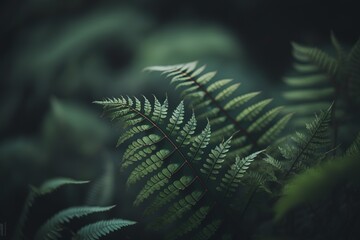 Detail of fern leaves in the jungle - Generative AI