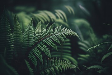 Detail of fern leaves in the jungle - Generative AI