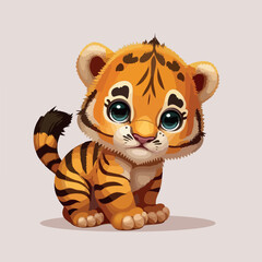 Cute baby tiger cartoon vector illustration