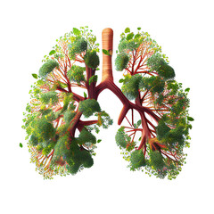 3D of Anatomical lung model created with flowers and plants.. generated with AI